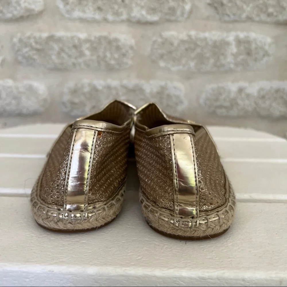 Michael Kors Kendrick espadrilles flats gold leather perforated metallic 8.5